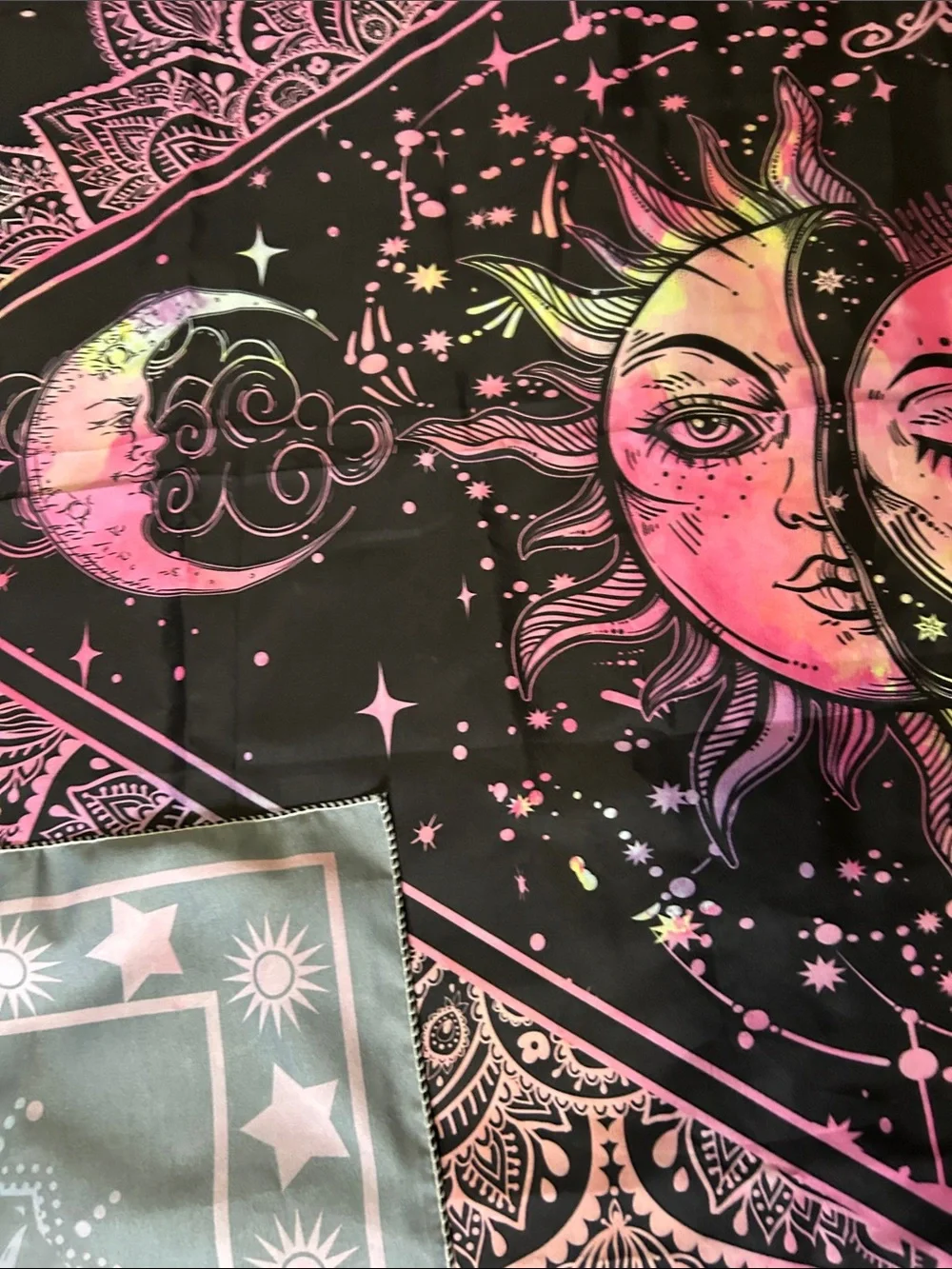 Boho Sun & Moon Wall Tapestry - Pink Black